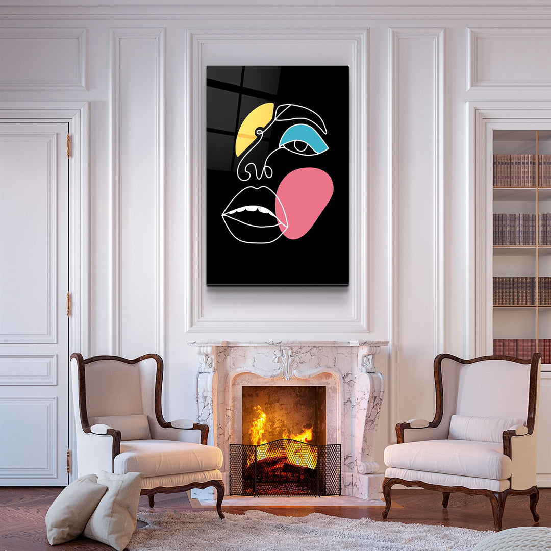 ・"Abstract Colorful Face"・Glass Wall Art | Artdesigna Glass Printing Wall Arts.