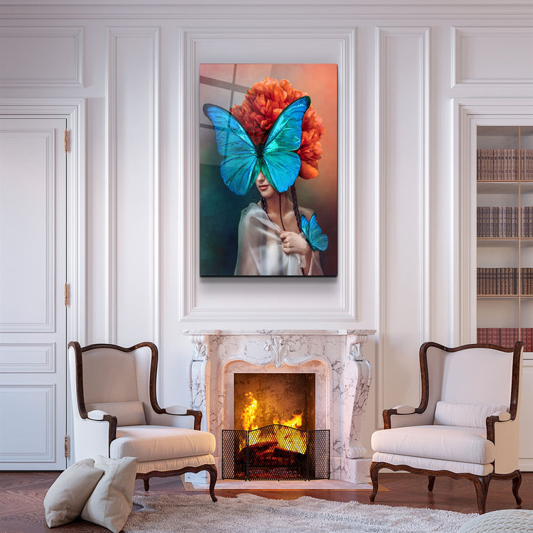 ・"Blue Wings"・Glass Wall Art | Artdesigna Glass Printing Wall Arts.