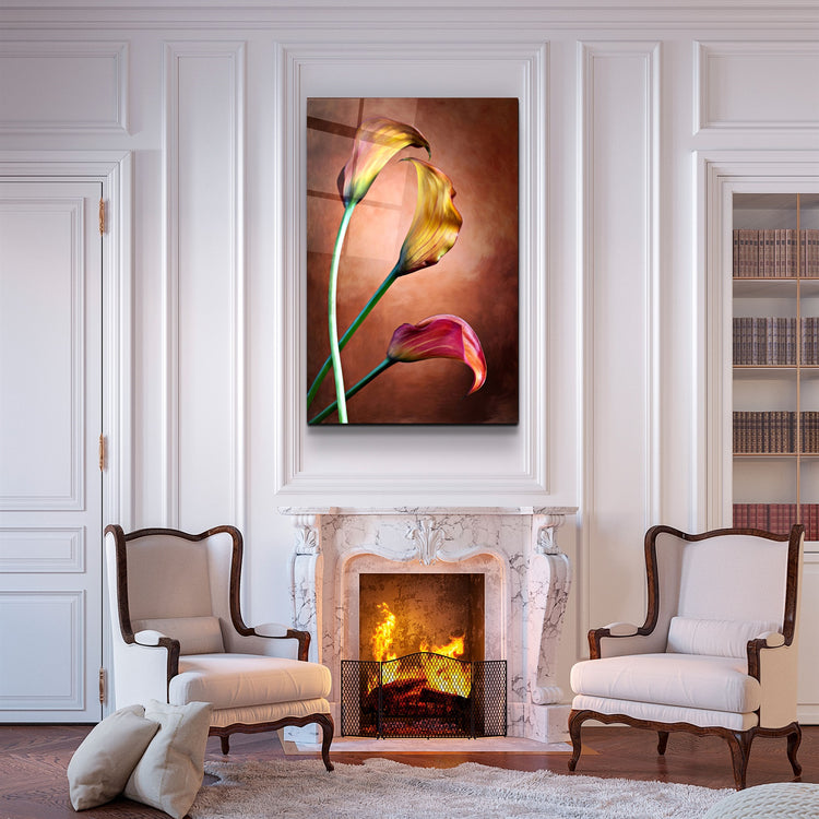 ・"3Leaves"・Glass Wall Art | Artdesigna Glass Printing Wall Arts.