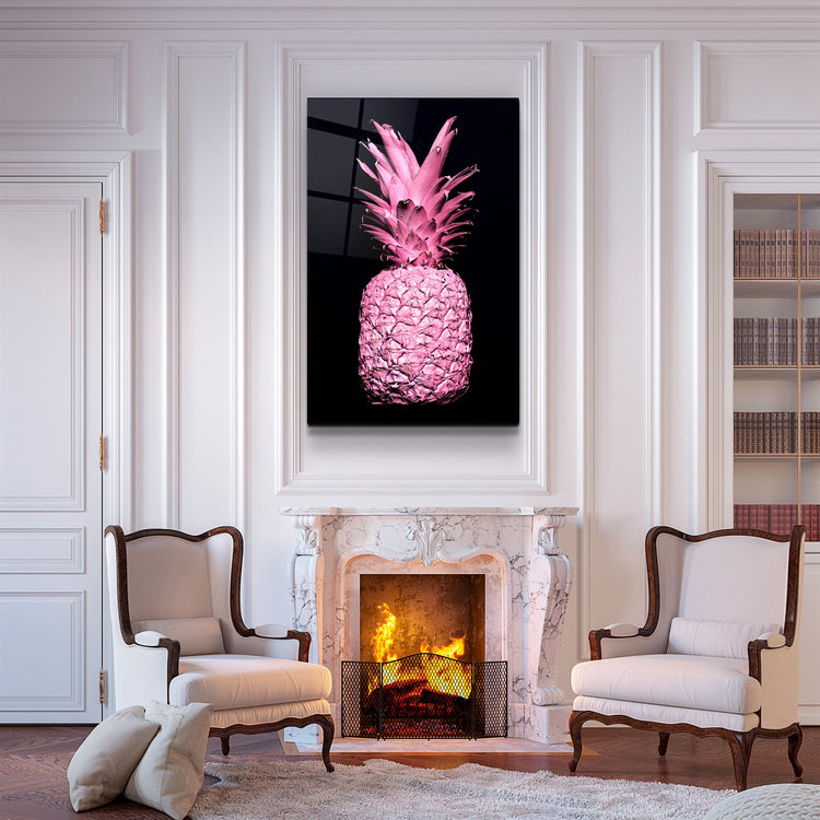 ・"Pink Pineapple V2"・Glass Wall Art | Artdesigna Glass Printing Wall Arts.