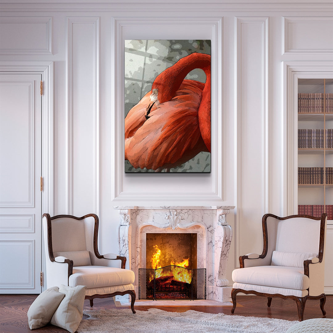 ・"Flamingo V3"・Glass Wall Art | Artdesigna Glass Printing Wall Arts.