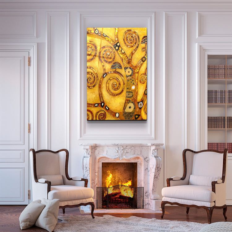 ・"Abstract Golden Tree"・Glass Wall Art | Artdesigna Glass Printing Wall Arts.