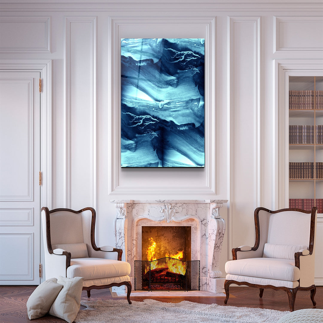 ・"Abstract Waves"・Glass Wall Art | Artdesigna Glass Printing Wall Arts.