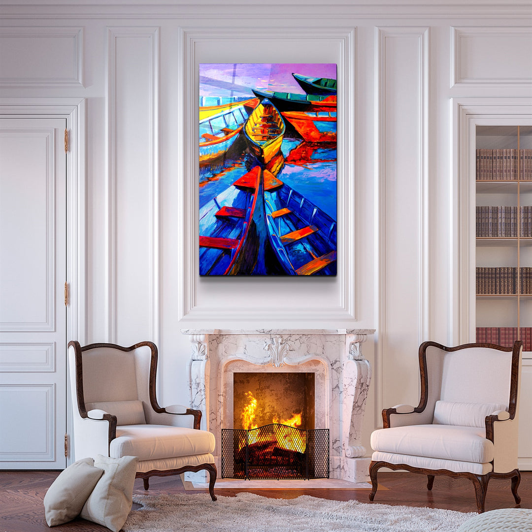 ・"Boats Meeting"・Glass Wall Art | Artdesigna Glass Printing Wall Arts.