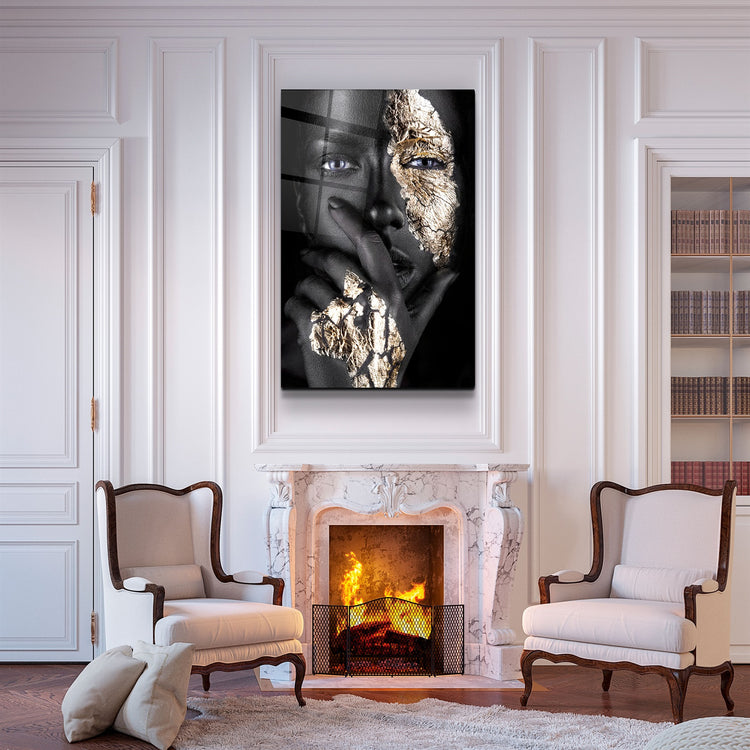 ・"Covering Face Woman Portrait"・Glass Wall Art | Artdesigna Glass Printing Wall Arts.