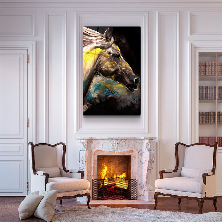 ・"Abstract Horse"・Glass Wall Art | Artdesigna Glass Printing Wall Arts.