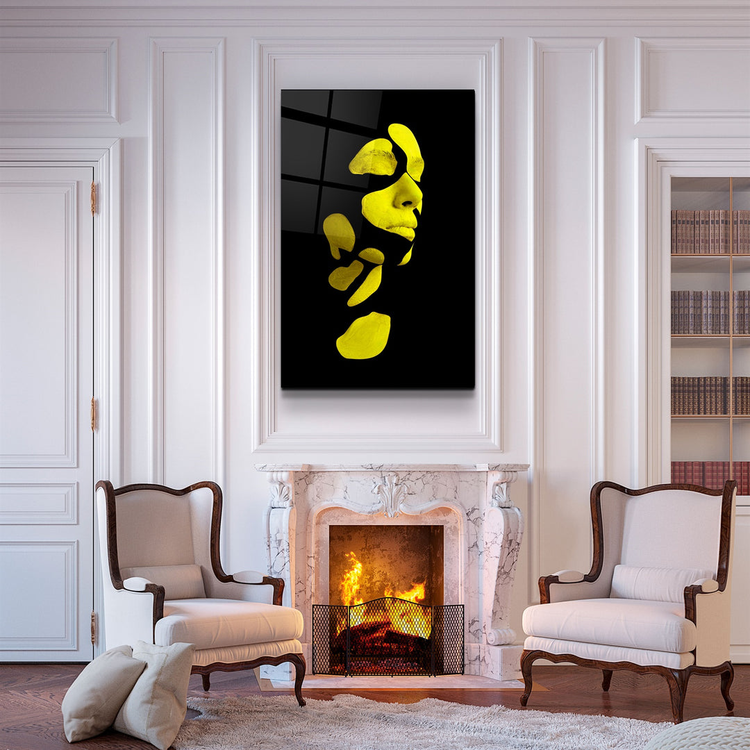 ・"Mysterious Yellow Face"・Glass Wall Art | Artdesigna Glass Printing Wall Arts.