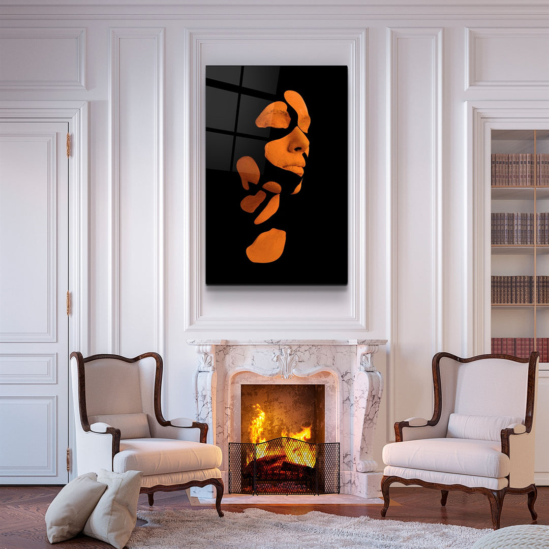 ・"Mysterious Orange Face"・Glass Wall Art | Artdesigna Glass Printing Wall Arts.