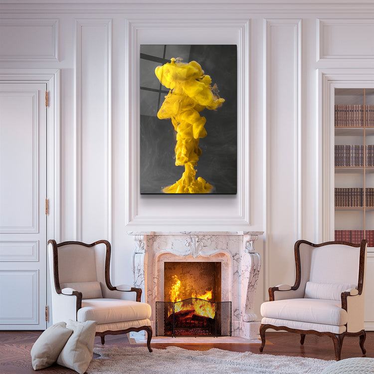 ・"Yellow Fog"・Glass Wall Art | Artdesigna Glass Printing Wall Arts.