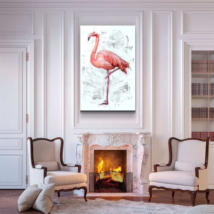 ・"Abstract Flamingo"・Glass Wall Art | Artdesigna Glass Printing Wall Arts.