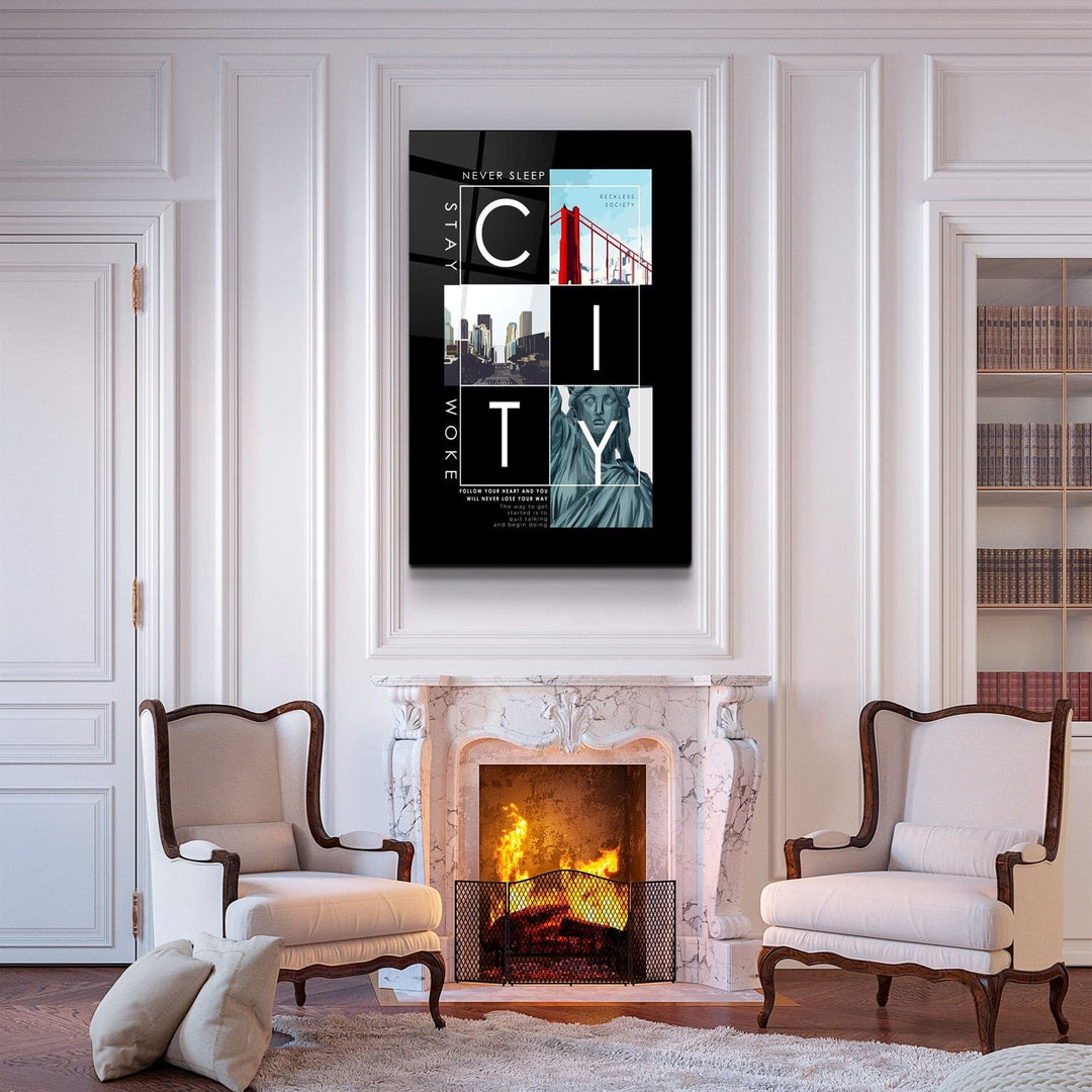 ・"City - Never Sleep"・Glass Wall Art | Artdesigna Glass Printing Wall Arts.