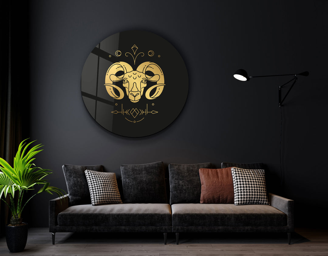 ・"Zodiac Signs - Aries"・Rounded Glass Wall Art