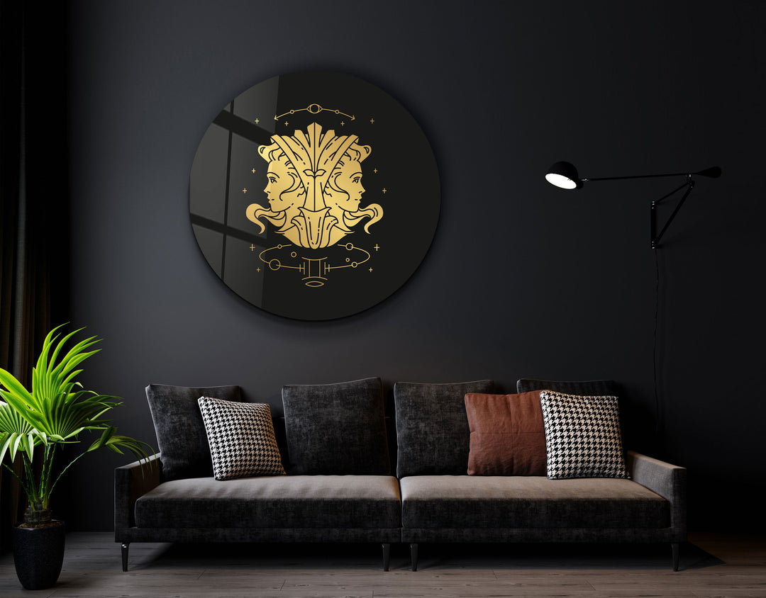 ・"Zodiac Signs - Gemini"・Rounded Glass Wall Art