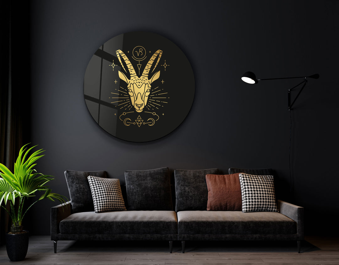 ・"Zodiac Signs - Capricorn"・Rounded Glass Wall Art