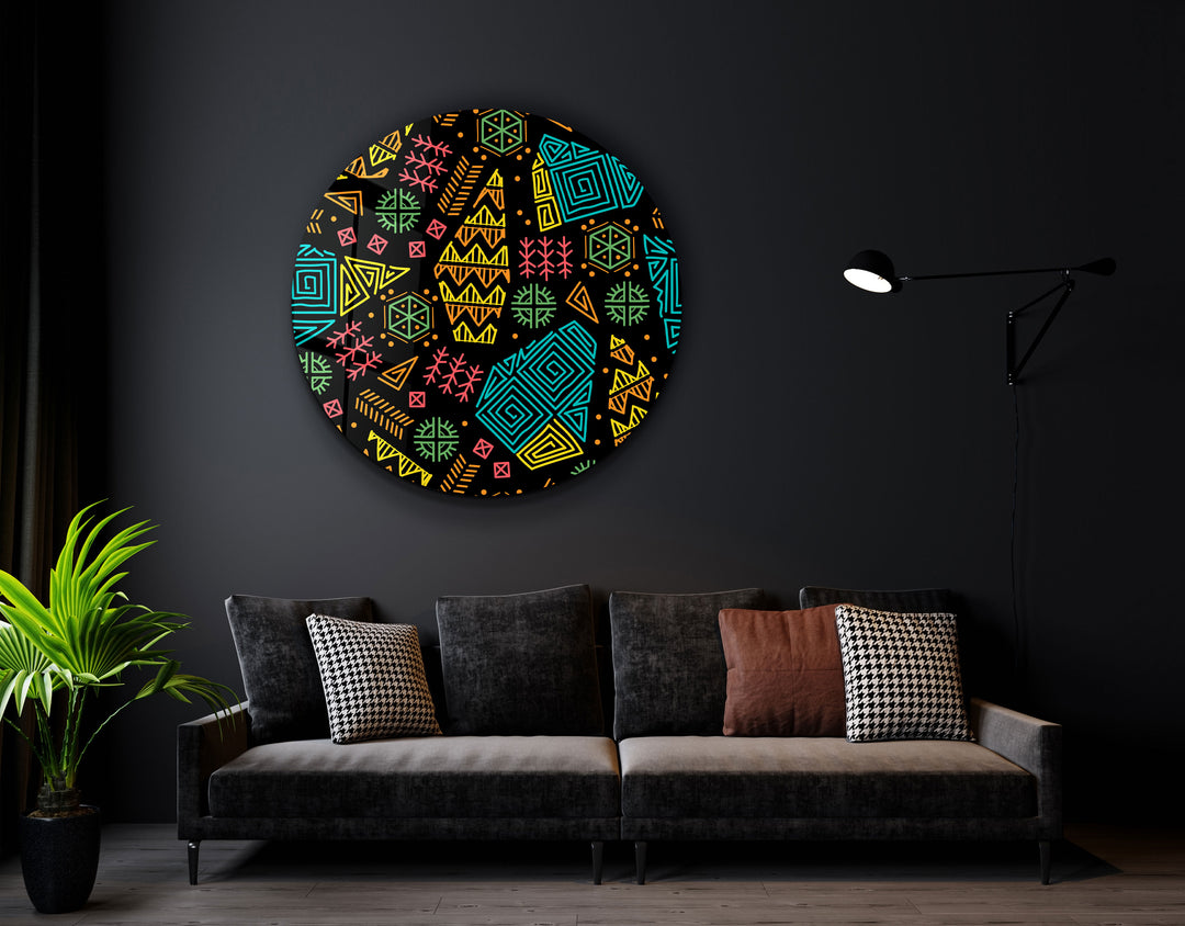 ・"Ethnica  2"・Rounded Glass Wall Art