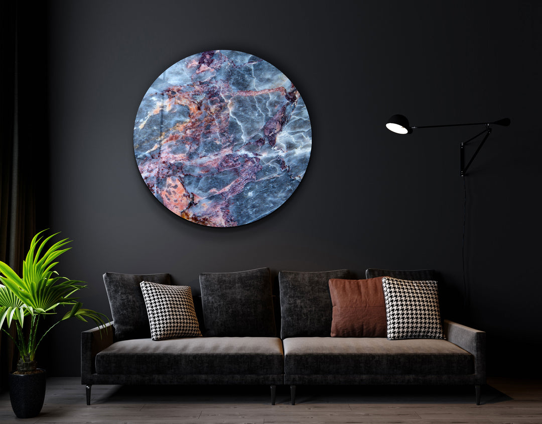 ・"Marble Blue Gray"・Rounded Glass Wall Art