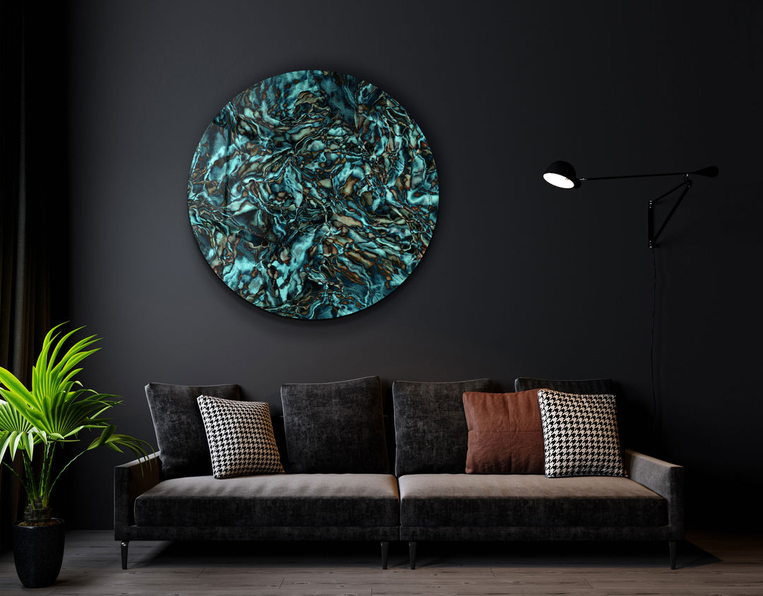 ・"Dark Sea"・Rounded Glass Wall Art