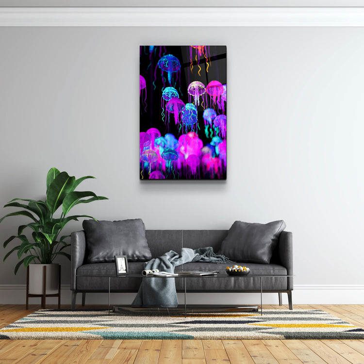 ・"Jellyfish"・Glass Wall Art | Artdesigna Glass Printing Wall Arts.