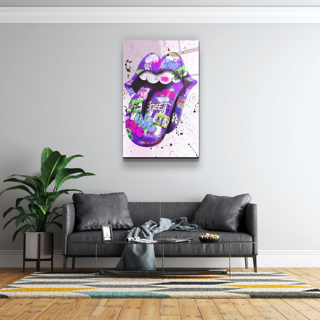 ・"Tongue - Purple"・Designer's Collection Glass Wall Art