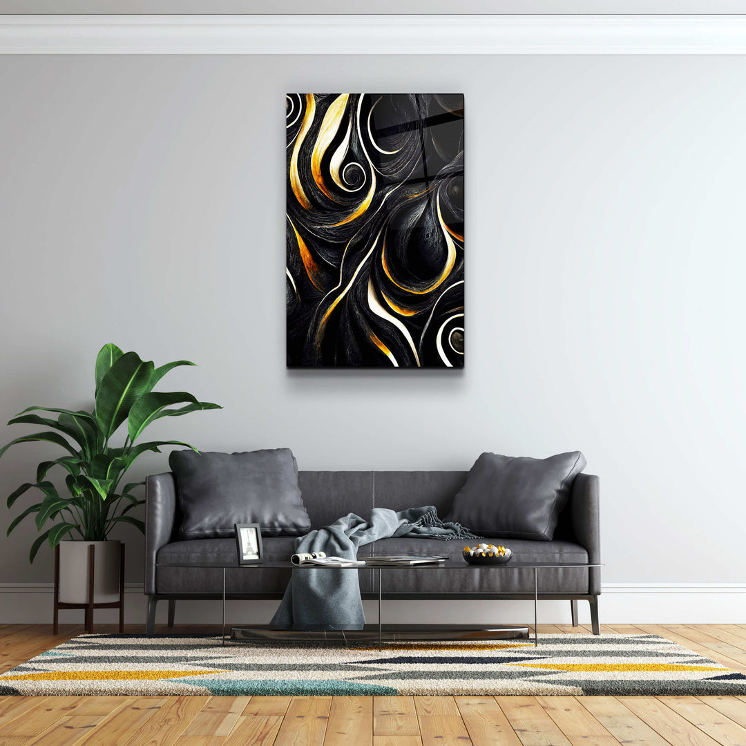 ・"Golden Black Wood"・Secret World Collection Glass Wall Art