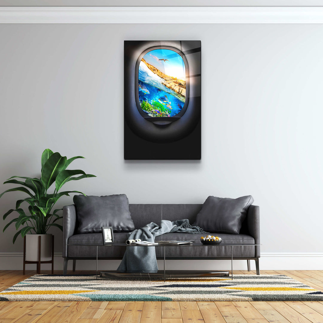 ・"Ocean Window"・Secret World Collection Glass Wall Art