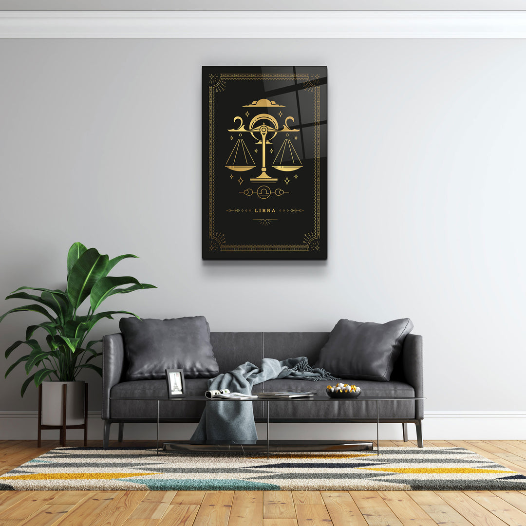 ・"LIBRA"・Black Zodiac Collection Glass Wall Art