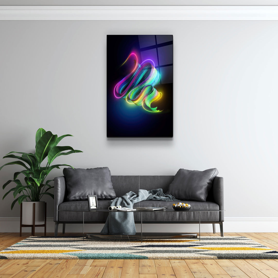 ・"Neon Brush Strokes"・Glass Wall Art