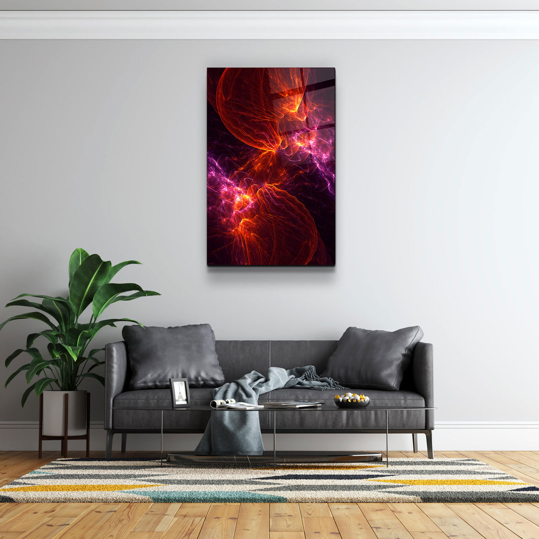 ・"Purple & Red Flames 2 "・Glass Wall Art