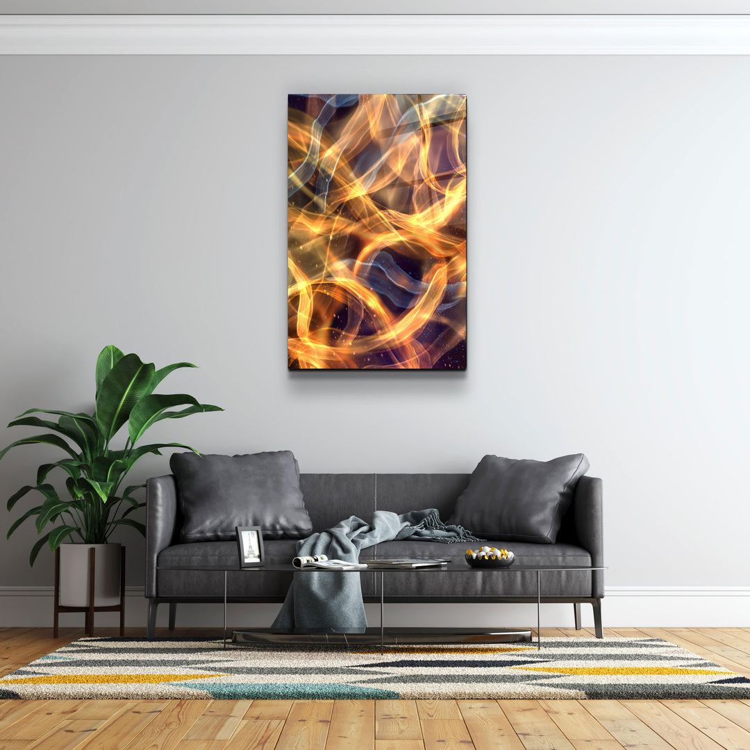 ・"Flame Brush Strokes V2"・Glass Wall Art