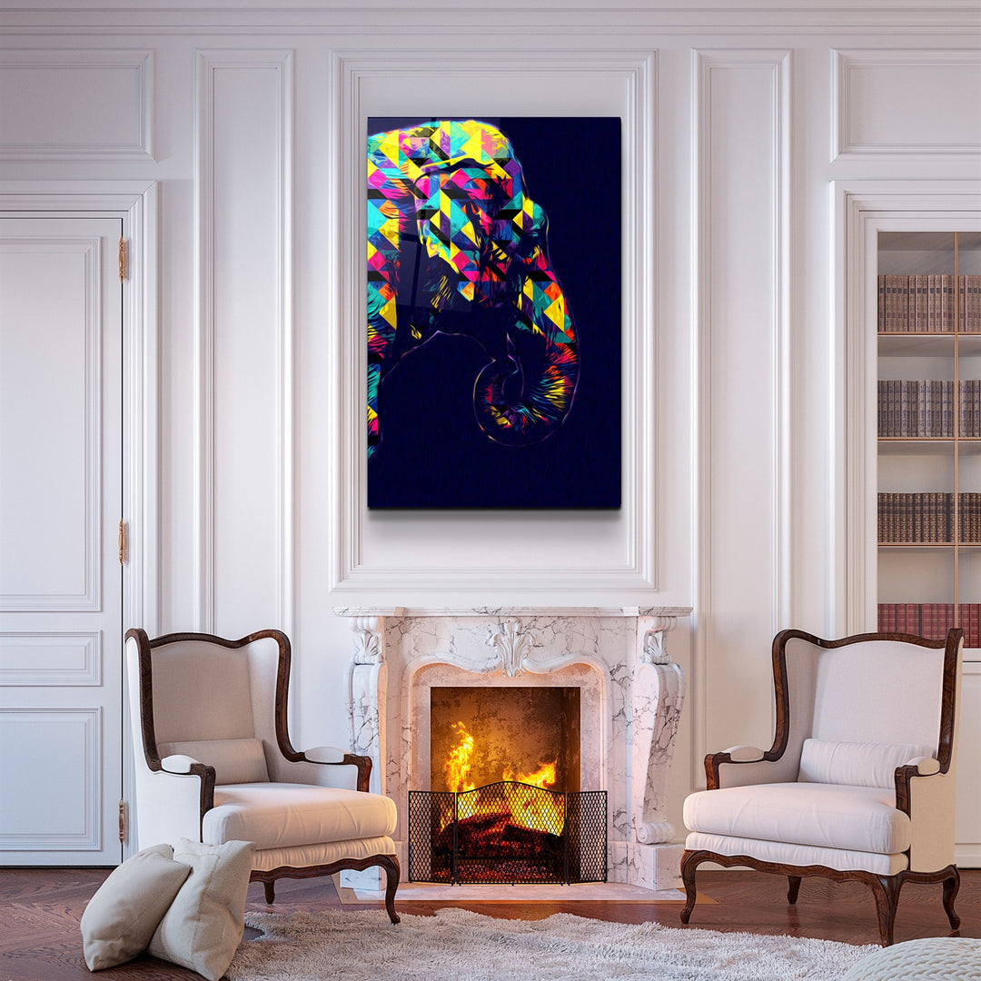 ・"Colormix Elephant Portrait"・Glass Wall Art | Artdesigna Glass Printing Wall Arts.