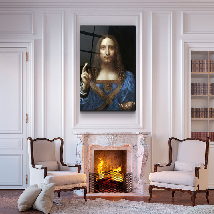 ・"Leonardo da Vinci's Salvator Mundi (circa 1500)"・Glass Wall Art | Artdesigna Glass Printing Wall Arts.