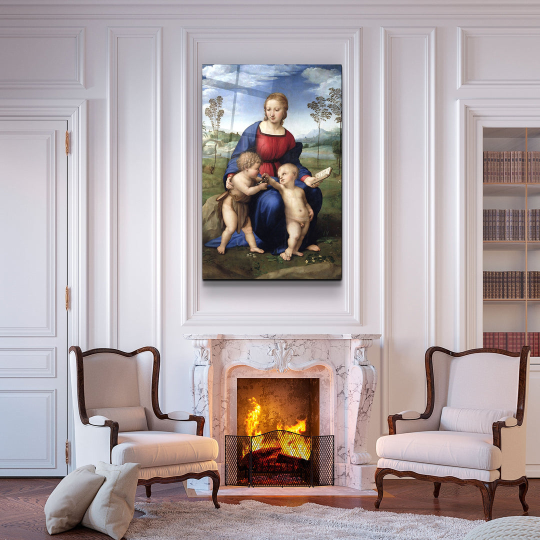 ・"Raphael's Madonna of the Goldfinch (1505–1506)"・Glass Wall Art | Artdesigna Glass Printing Wall Arts.