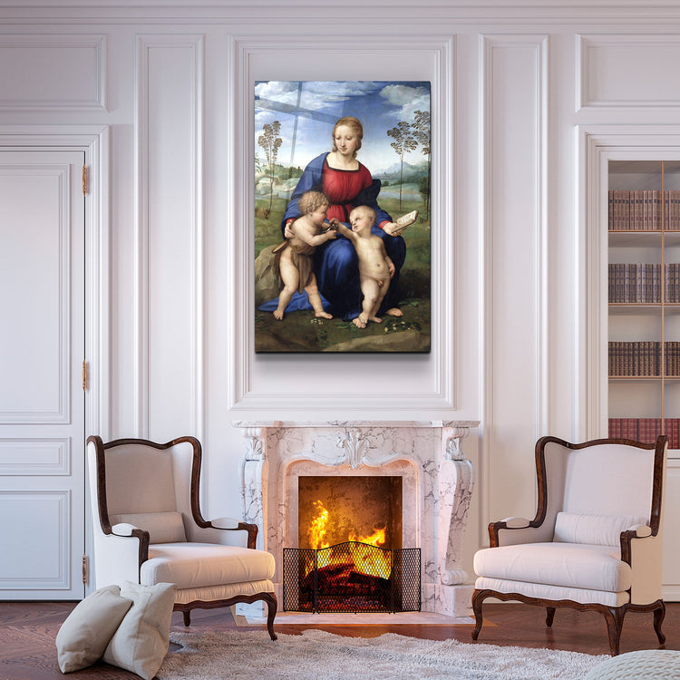 ・"Raphael's Madonna of the Goldfinch (1505–1506)"・Glass Wall Art | Artdesigna Glass Printing Wall Arts.