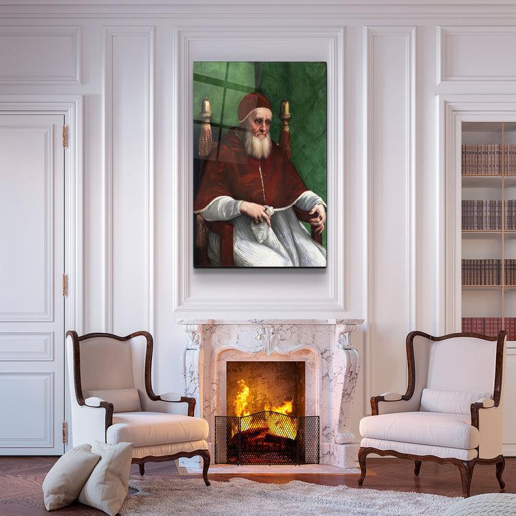 ・"Raphael's Portrait of Pope Julius II (1511)"・Glass Wall Art | Artdesigna Glass Printing Wall Arts.