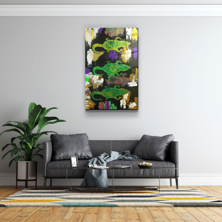 ・"Three Little Alligators - Hand-drawn Image"・Glass Wall Art | Artdesigna Glass Printing Wall Arts.