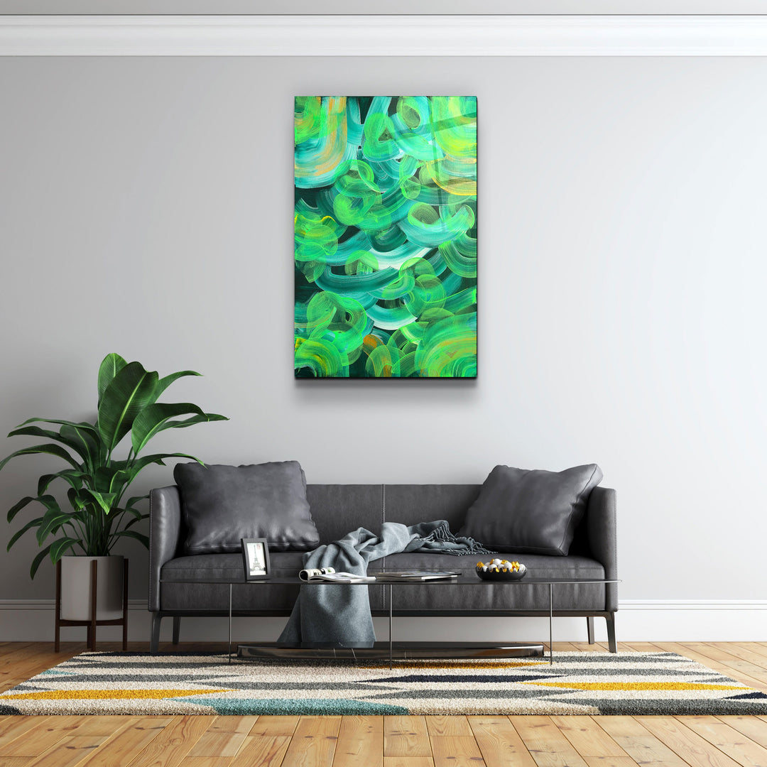 ・"Greeny - Hand-drawn Image"・Glass Wall Art | Artdesigna Glass Printing Wall Arts.