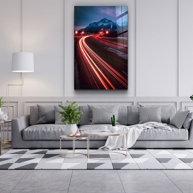 ・"Road and Mountains"・Glass Wall Art | Artdesigna Glass Printing Wall Arts.