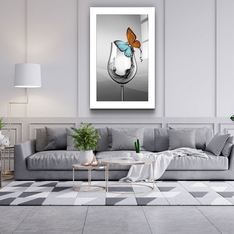 ・"Glass and Butterfly"・Glass Wall Art | Artdesigna Glass Printing Wall Arts.