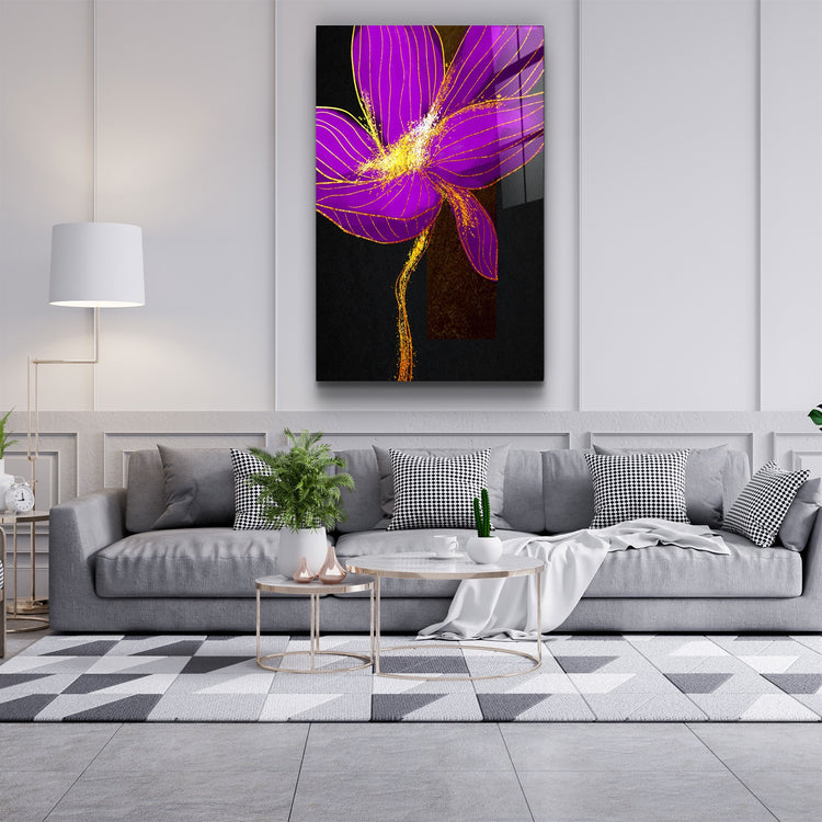 ・"Purple Flower"・Glass Wall Art | Artdesigna Glass Printing Wall Arts.