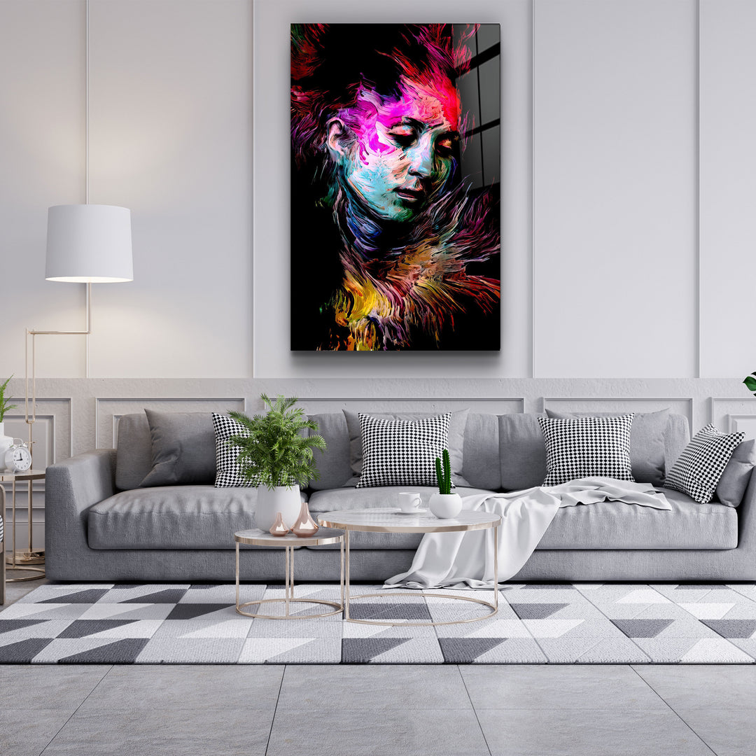 ・"Abstract Colorful Face"・Glass Wall Art | Artdesigna Glass Printing Wall Arts.