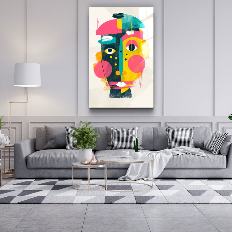 ・"Abstract Colorful Face V1"・Glass Wall Art | Artdesigna Glass Printing Wall Arts.