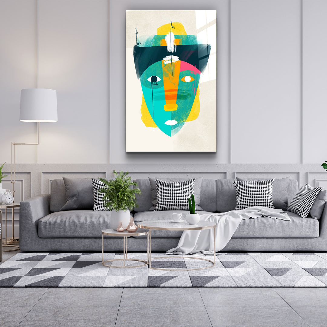 ・"Abstract Colorful Face V2"・Glass Wall Art | Artdesigna Glass Printing Wall Arts.