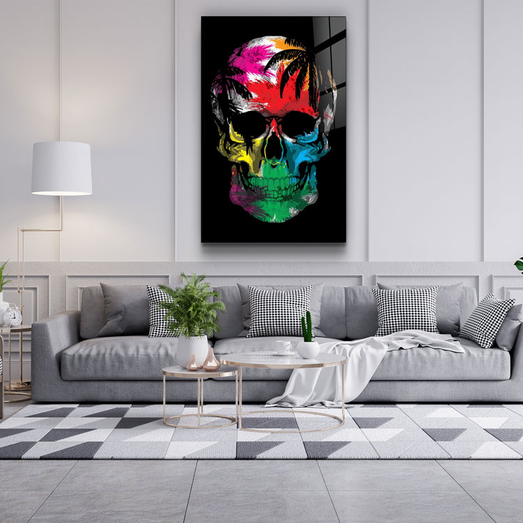 ・"The Palm Skull"・Glass Wall Art | Artdesigna Glass Printing Wall Arts.