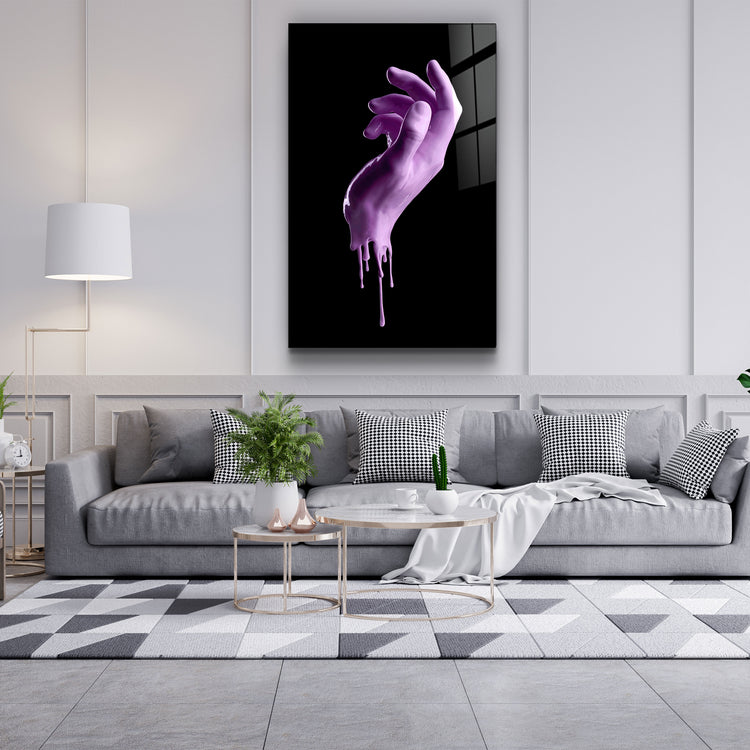 ・"Pink Hand"・Glass Wall Art | Artdesigna Glass Printing Wall Arts.