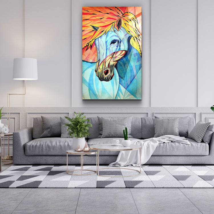 ・"Cool Horse"・Glass Wall Art | Artdesigna Glass Printing Wall Arts.