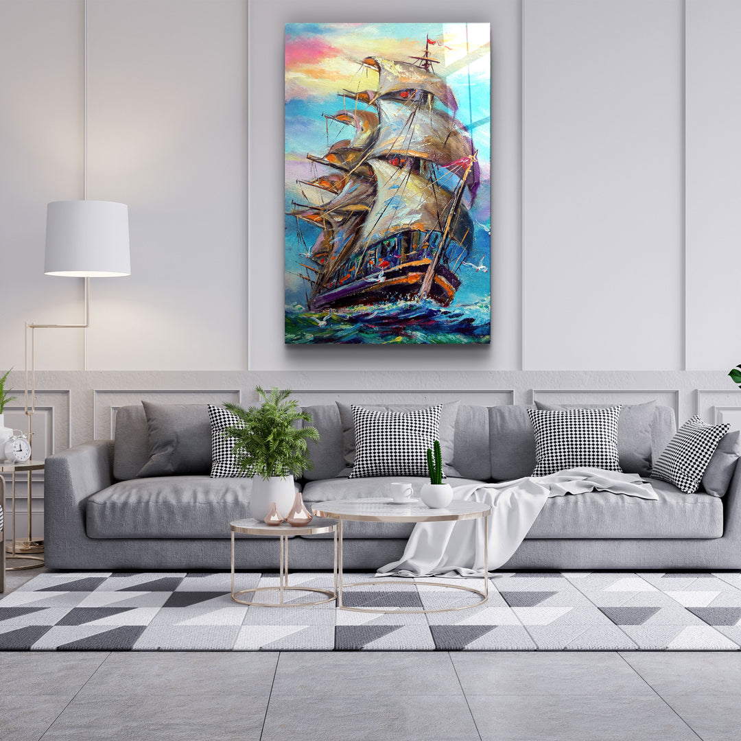 ・"Galleon"・Glass Wall Art | Artdesigna Glass Printing Wall Arts.