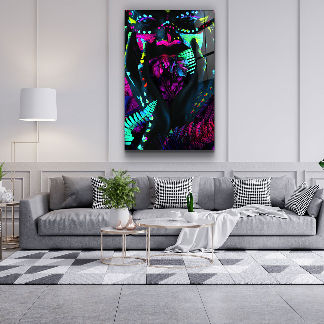 ・"Neon Face"・GLASS WALL ART | Artdesigna Glass Printing Wall Arts.