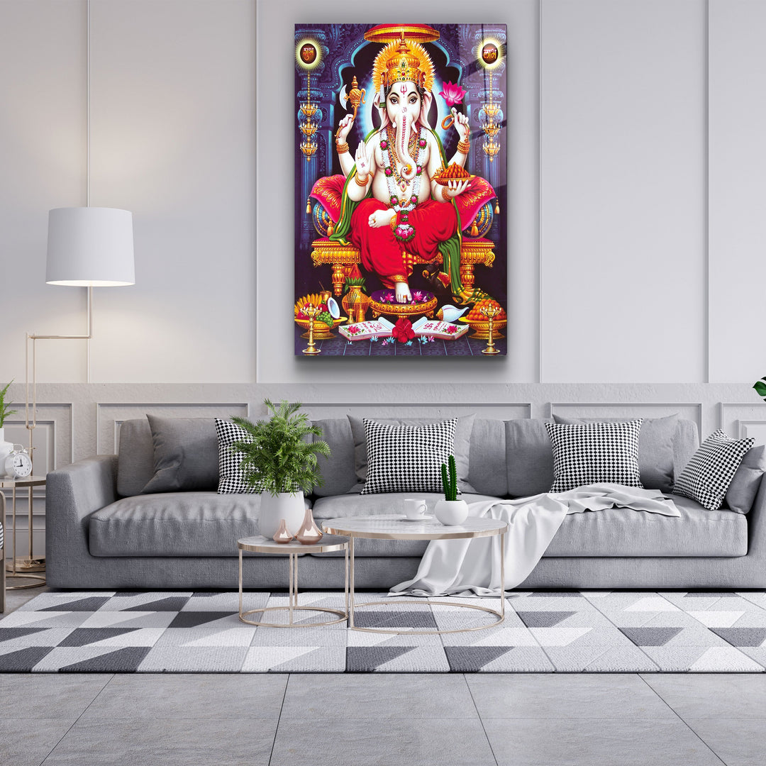 ・"Lord Ganesh"・Glass Wall Art | Artdesigna Glass Printing Wall Arts.