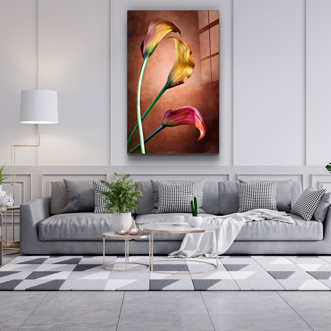 ・"3Leaves"・Glass Wall Art | Artdesigna Glass Printing Wall Arts.