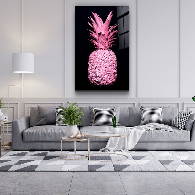 ・"Pink Pineapple V2"・Glass Wall Art | Artdesigna Glass Printing Wall Arts.